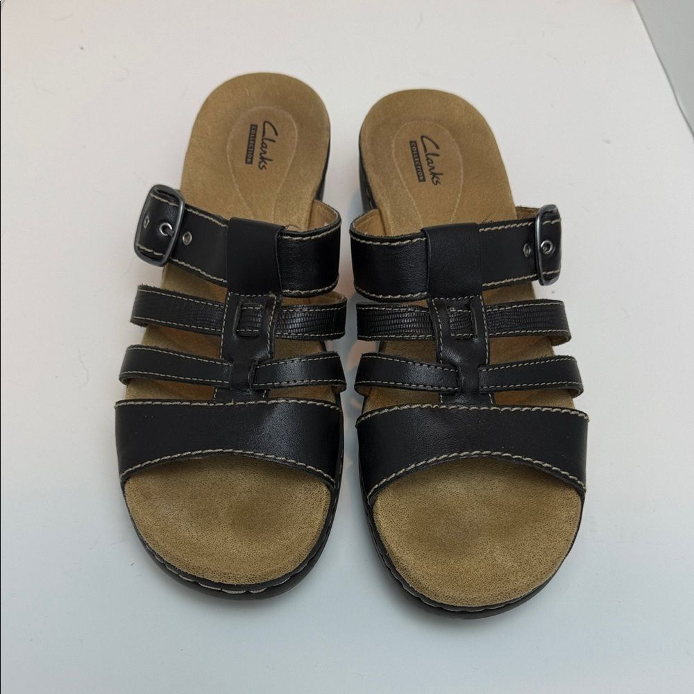 Clarks Collection Black Women's Sandals, 11 M